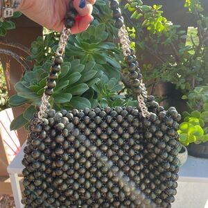 Vintage Olive Green beaded handbag